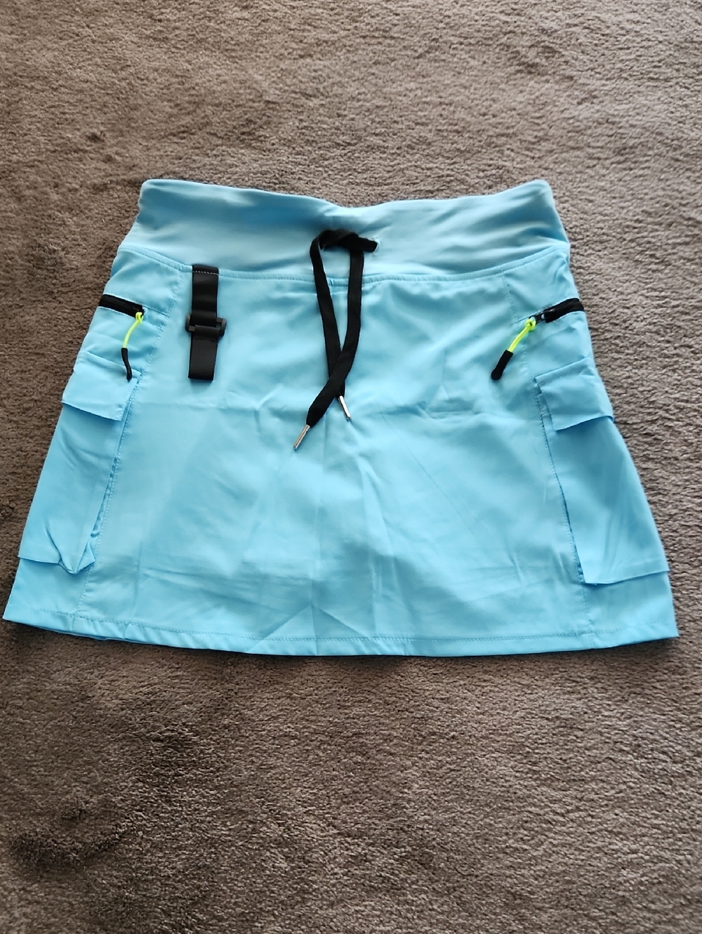 Blue Athletic Skort with Drawstring and Pockets
